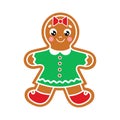 Isolated cute cartoon flat gingerbread girl