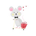 Isolated cute cartoon Mouse gentleman Royalty Free Stock Photo