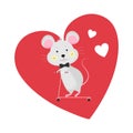 Isolated cute cartoon Mouse gentleman Royalty Free Stock Photo