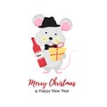 Isolated cute cartoon Mouse gentleman Royalty Free Stock Photo