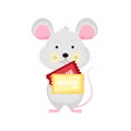 Isolated cartoon Mouse with ticket going to cinema Royalty Free Stock Photo