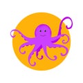 Isolated Cute cartoon protop purple octopus drawing.