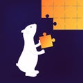 Isolated cute cartoon white bear solve