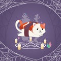 Isolated cute cat with sushi halloween costume Vector