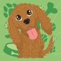 Isolated cute cocker spaniel dog character on a pet toys background Vector