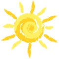 Isolated Cute Crayon Sun, Vector Image