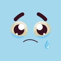 Isolated cute crying sad facial expression Vector