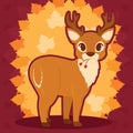 Isolated cute deer autumn animal character Vector