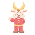 Isolated cute goat with traditional chinese clothes Zodiac sign Vector Royalty Free Stock Photo