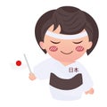 Isolated cute happy male character with kimono Vector