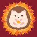 Isolated cute hedgehog autumn animal character Vector