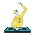 Isolated cute male dj character playing electronic music Vector Royalty Free Stock Photo