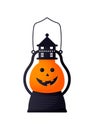 Isolated cute pumpkin lamp. Vector character