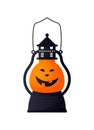 Isolated cute pumpkin lamp. Vector character