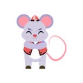 Isolated cute rat with traditional chinese clothes Zodiac sign Vector Royalty Free Stock Photo