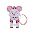 Isolated cute rat with traditional chinese clothes Zodiac sign Vector Royalty Free Stock Photo