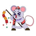 Isolated cute rat with traditional chinese clothes Zodiac sign Vector Royalty Free Stock Photo