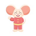 Isolated cute rat with traditional chinese clothes Zodiac sign Vector Royalty Free Stock Photo