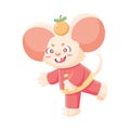 Isolated cute rat with traditional chinese clothes Zodiac sign Vector Royalty Free Stock Photo