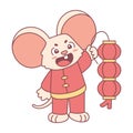 Isolated cute rat with traditional chinese clothes Zodiac sign Vector Royalty Free Stock Photo