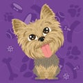 Isolated cute schnauzer dog character on a pet toys background Vector