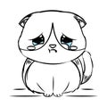 Isolated cute sketch of a crying cat character Vector