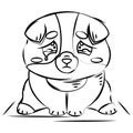 Isolated cute sketch of a crying dog character Vector