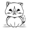 Isolated cute sketch of a worried cat character Vector