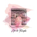 Isolated cute watercolor sketch of Arch of Triumph France Vector
