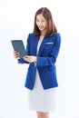 Isolated cutout studio shot Asian beautiful professional successful female businesswoman employee in formal business suit wear Royalty Free Stock Photo