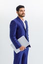 isolated cutout studio shot Asian Indian professional successful bearded male businessman ceo entrepreneur in formal business suit Royalty Free Stock Photo