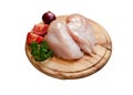 Isolated cutting board with raw chicken breast Royalty Free Stock Photo