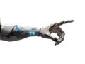 Isolated Cyborg Hand Using One Finger to Point Isolated on Transparent Background with Clipping Path Cut Out Concept for Machine