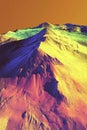 Isolated 3D LiDAR scan model displaying a mountainous terrain with elevation levels color-coded for easy analysis.