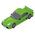 Isolated 3d racing green car icon