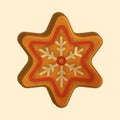 Isolated 3D Render Gingerbread Snowflake On Cosmic Latte