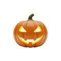 Isolated 3D render of a glowing, classic orange jack-o\'-lantern with a sinister smile Royalty Free Stock Photo