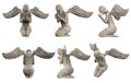 Isolated 3d render illustration of antique stone angel statue praying