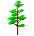 Isolated 3d render illustration of isometric lowpoly game pine tree