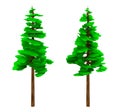 Isolated 3d render illustration of isometric lowpoly game pine tree