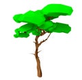 Isolated 3d render illustration of isometric lowpoly game rosewood tree