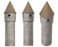 Isolated 3d render illustration of medieval castle tower