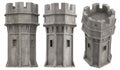 Isolated 3d render illustration of medieval castle tower