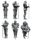 Isolated 3d render illustration of stone sentinel medieval knight statue