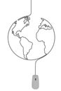 Isolated 3d rendering of a mouse with the cabled shaped as world map Royalty Free Stock Photo