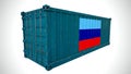 Isolated 3d rendering shipping sea cargo container textured with National flag of Lugansk People\'s Republic