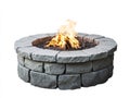 An isolated 3D rendering of a stone fire pit on a white background. Royalty Free Stock Photo