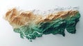 An isolated 3D rendering of the Switzerland height map with shaded relief Royalty Free Stock Photo