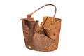 Isolated damaged rusty tin