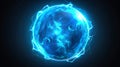 Isolated dazzle effect with electric ball with blue energy discharge, round lightning circle, plasmic sphere, realistic